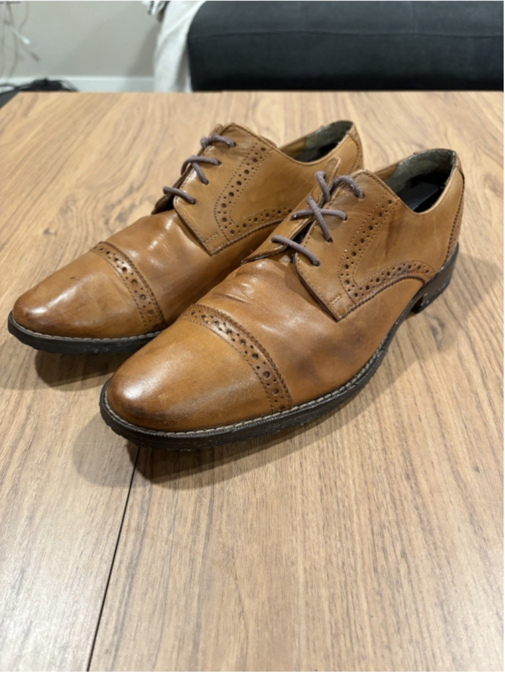 Florsheim Mens 8D Brown Leather Cap Toe Oxford Dress Shoes Comfort Foam G1
